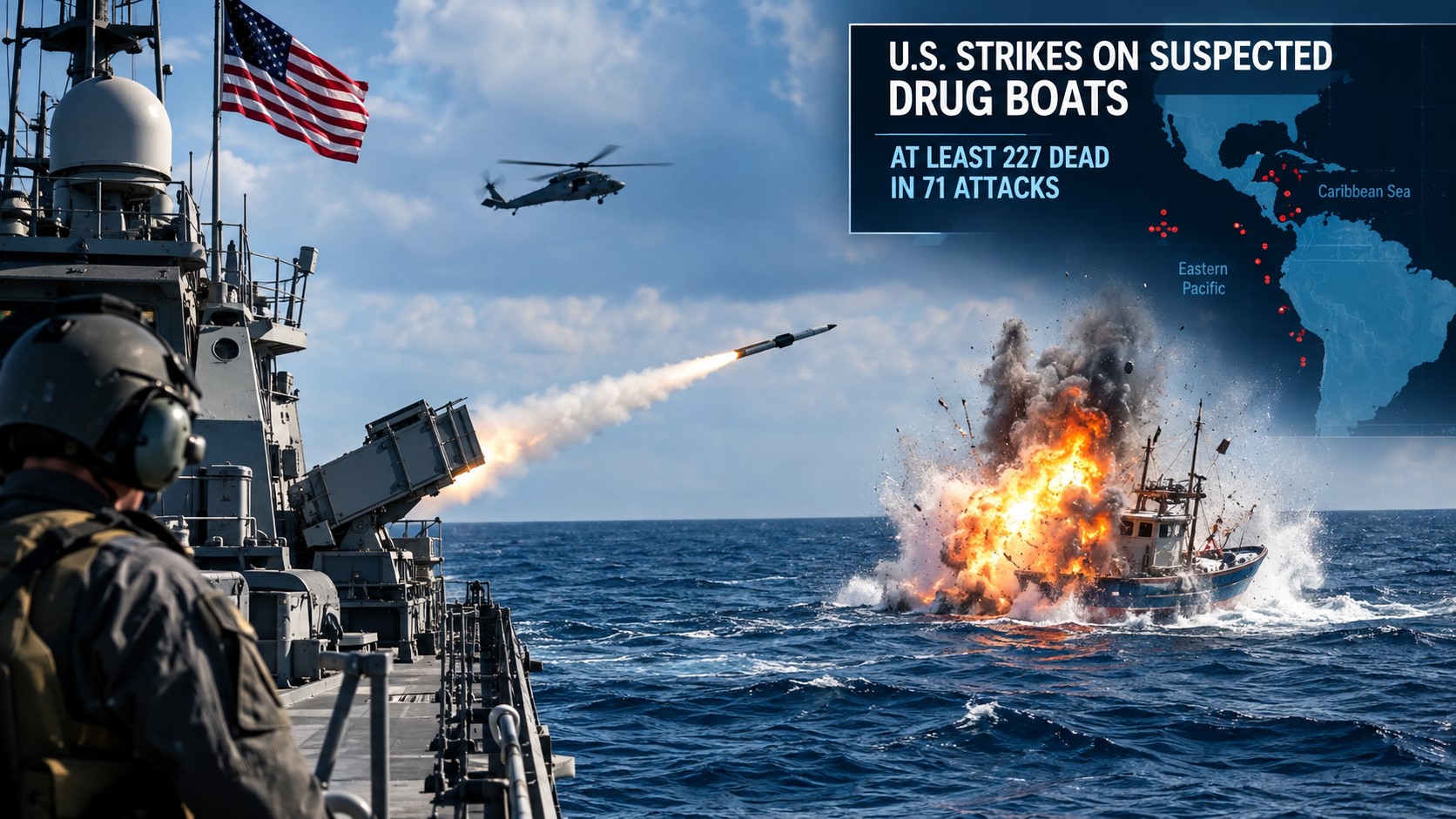 US Military Strikes on Suspected Drug Boats Leave at Least 227 Dead