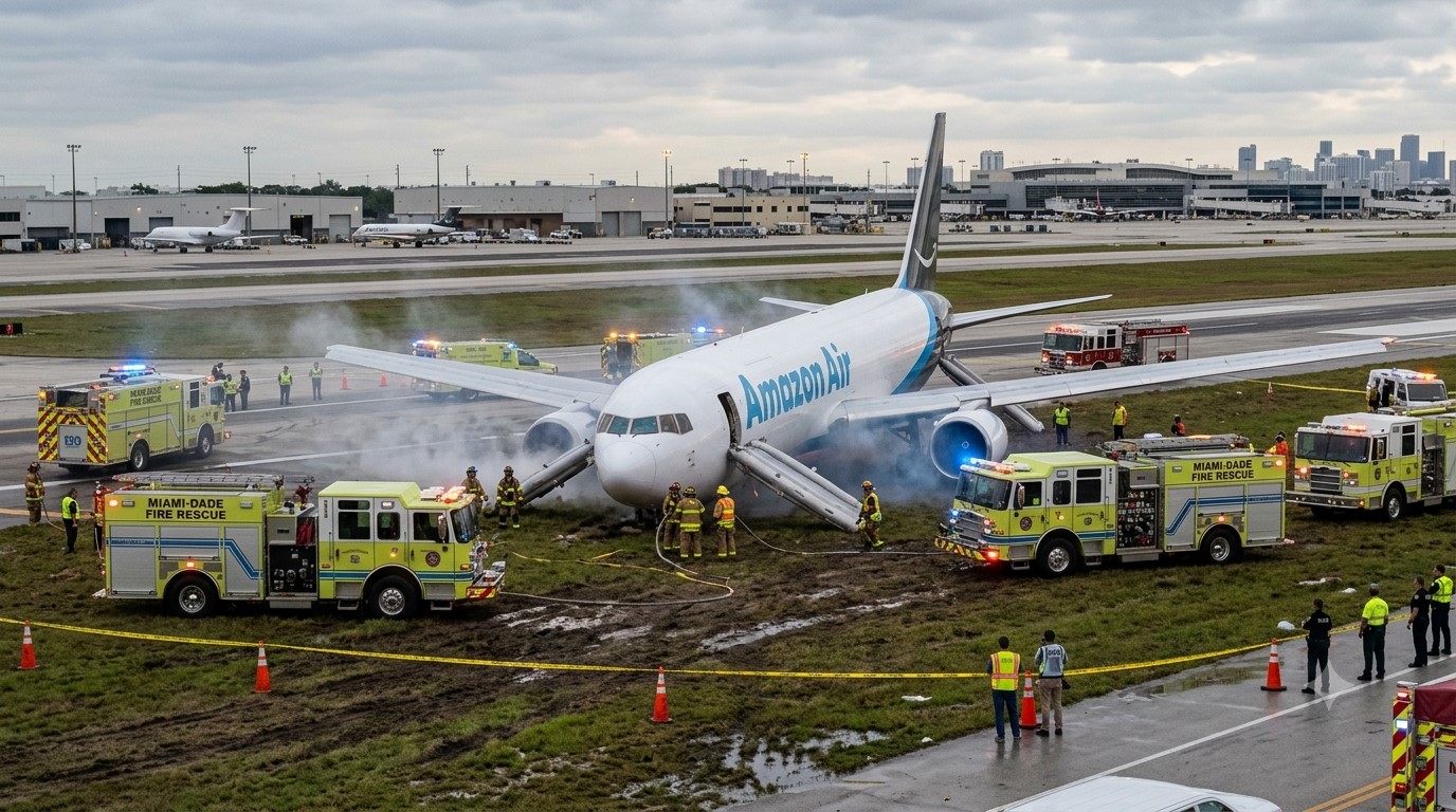 Amazon Cargo Plane Crashes at Miami Airport, Killing Five and Injuring Five